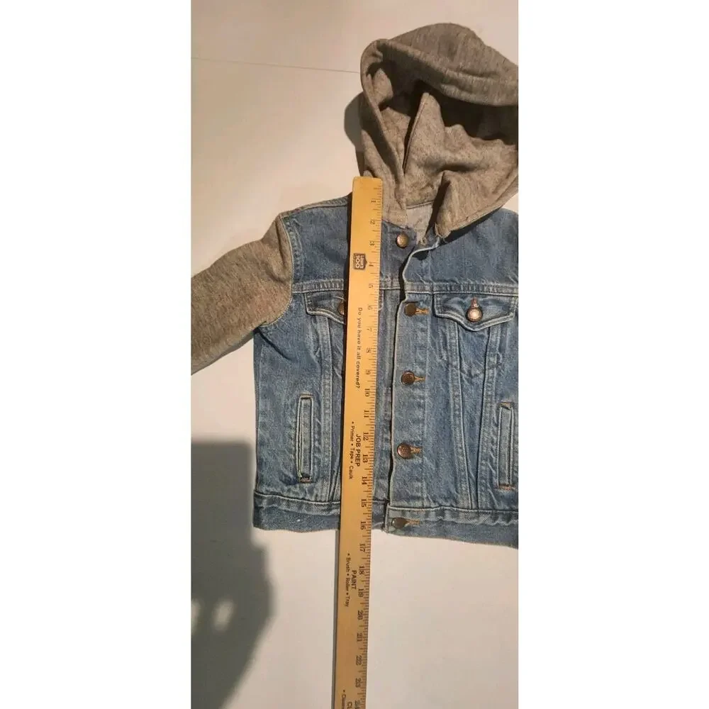 Vintage 80s 90s Kids Denim Jacket Hoodie USA Made Youth L7 Jean Trucker